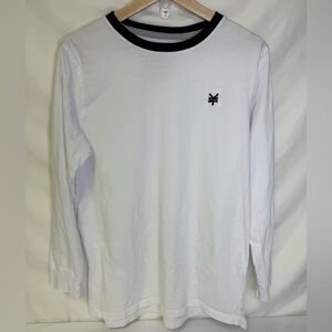 Zoo York White Long Sleeve Tee with Black Collar and Chest Emblem